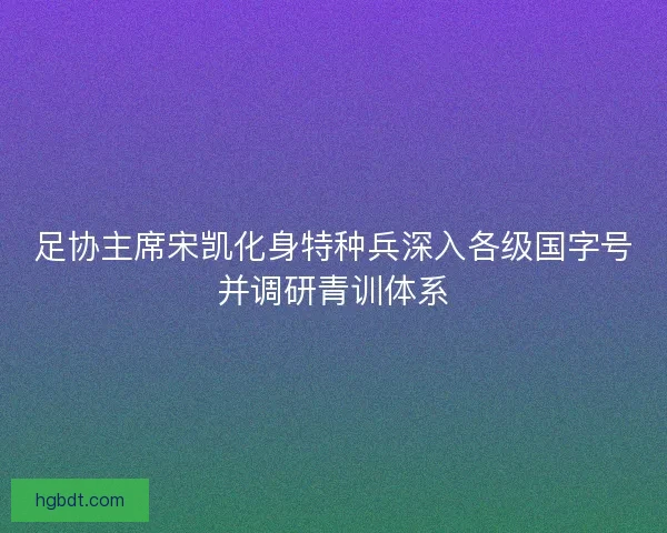 足协主席宋凯化身特种兵深入各级国字号并调研青训体系